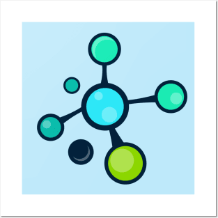 Blue green molecules science pattern Posters and Art